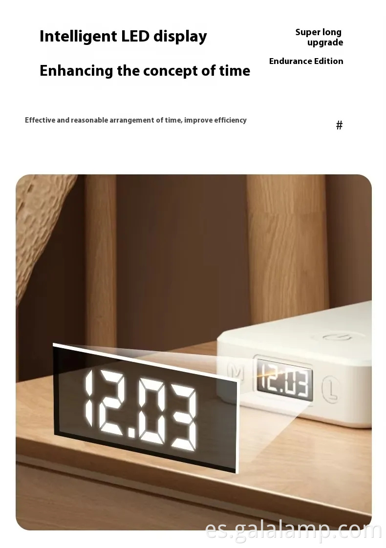 Rechargeable Folding Desk Lamp, Clock Reading Desk Lamp